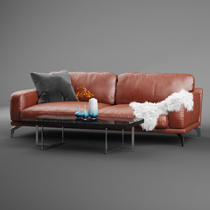 peruna leather seat sofa 3D model