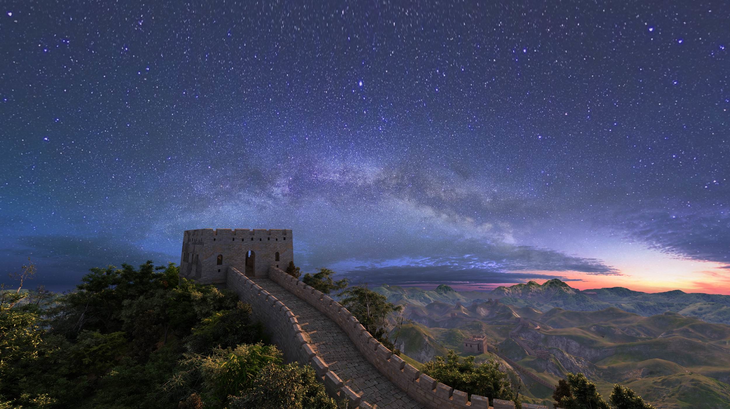 长城全景图 太空图图片