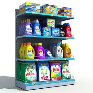 3D model supermarket detergents shelves