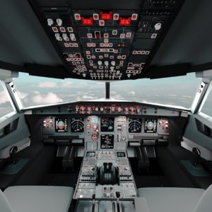 3D a320 airplane cockpit model