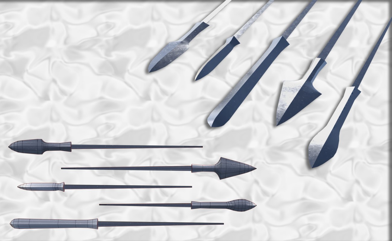 Set Japanese Arrows Heads 3d Turbosquid