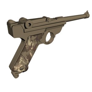 walther p1 pistol 3D
