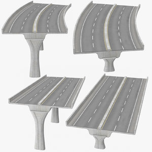 2 lane raised highways 3D model
