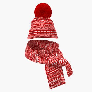 christmas hat scarf 3D model