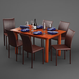 3D model dinex table dining chair