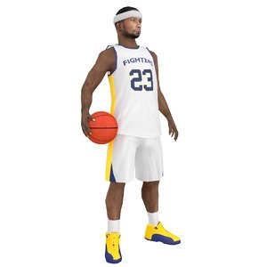3D model rigged basketball player ball