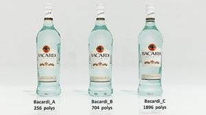 3D bacardi alcohol bottle