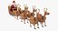 cartoon santa claus sleigh reindeer 3D model