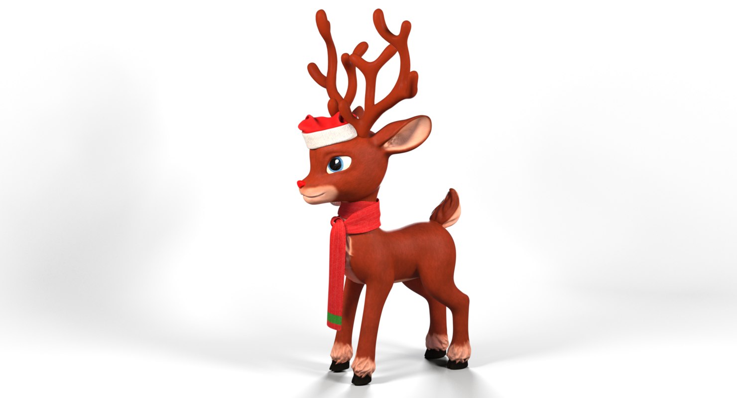 3D cartoon reindeer christmas character model - TurboSquid 1359717