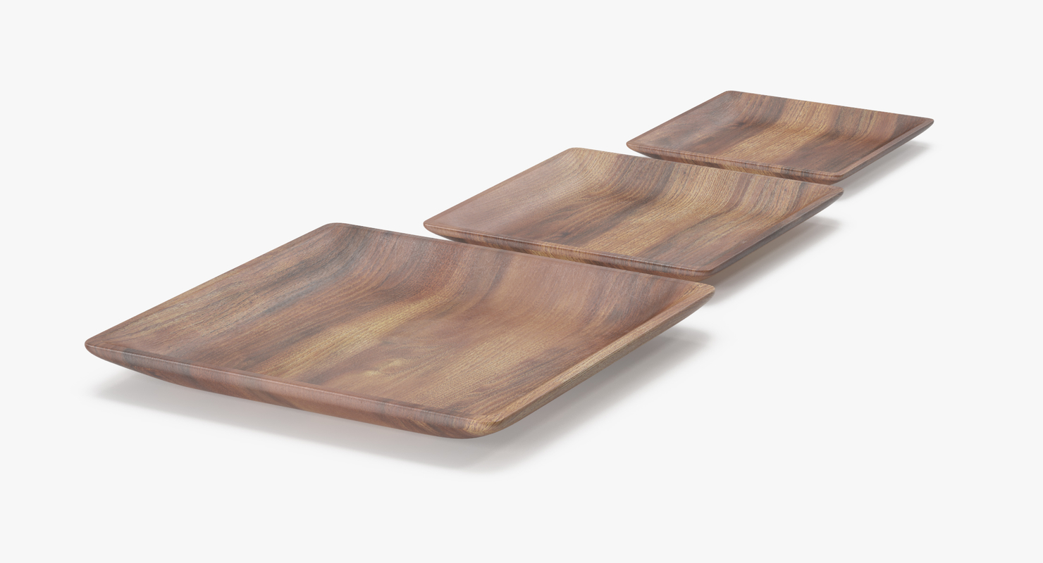 Wooden serving plates bowls 3D model TurboSquid 1358709