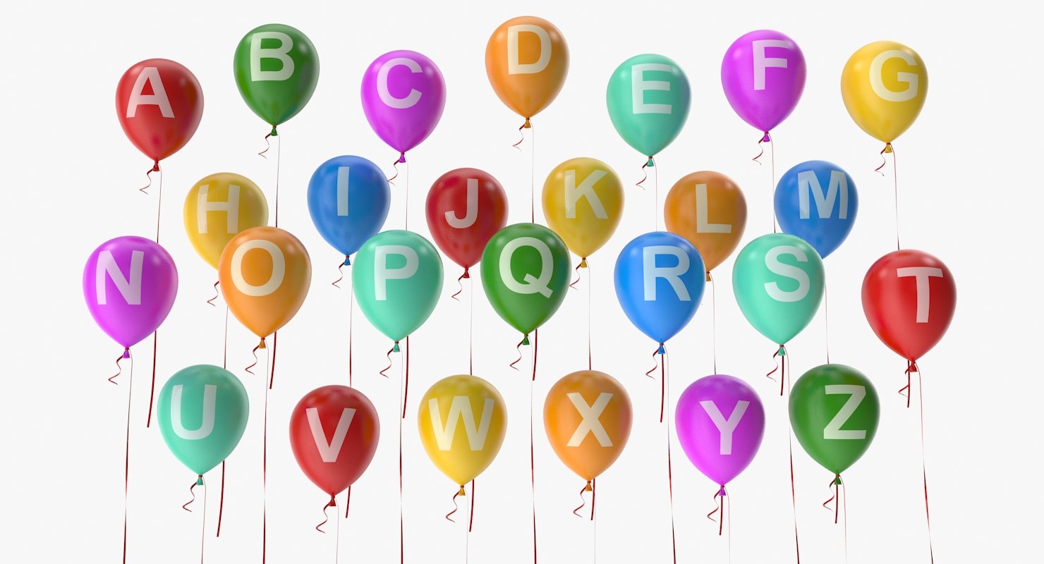Alphabet balloons model TurboSquid 1359287