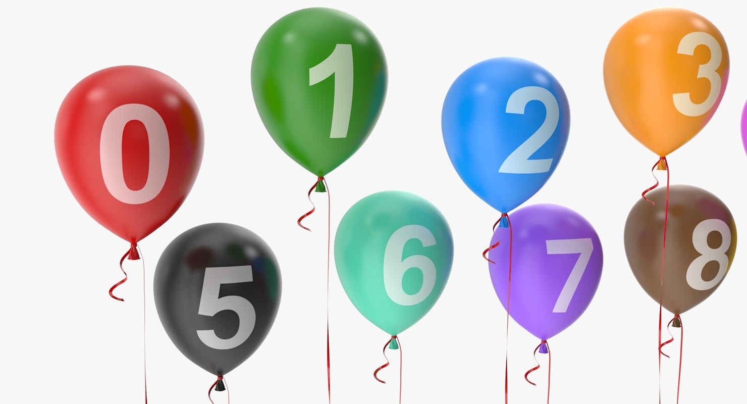 Number balloons 3D model - TurboSquid 1359307