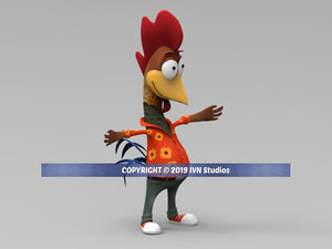 3D model cartoon rooster