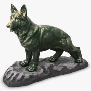 bronze dog statue 3D