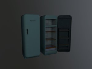 3D vintage fridge model
