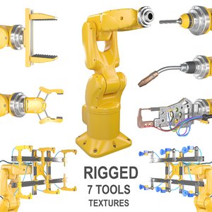 robot arm rigged 7 3D model