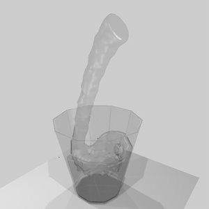 3D animation flowing glass cup