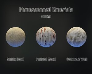 Set of 3 PBR Materials - Photoscanned Material Kit - 4K TIFF