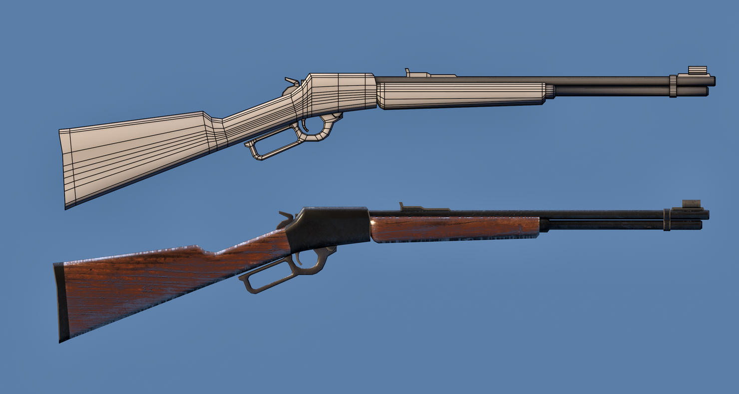 3D gun lever action model TurboSquid 1360290
