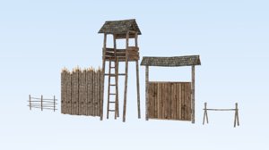 tower fence medieval architecture 3D model