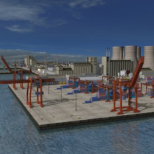 3D industrial refinery factory port-harbour