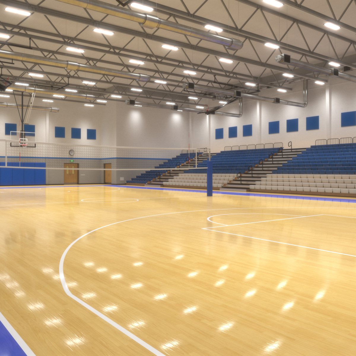 realistic school gym interiors 3d model