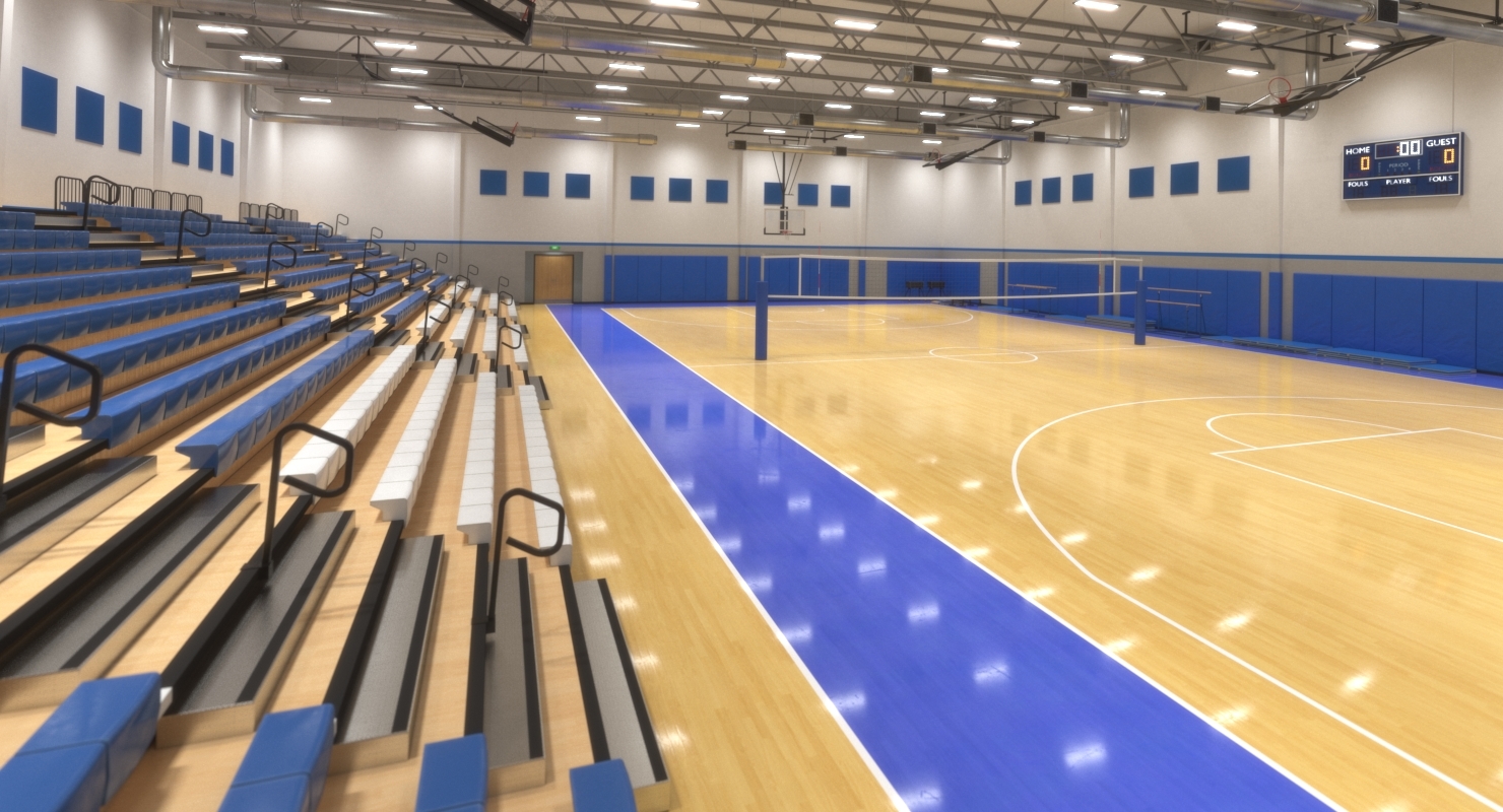 realistic school gym interiors 3d model