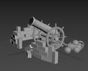 3D model medieval cannon
