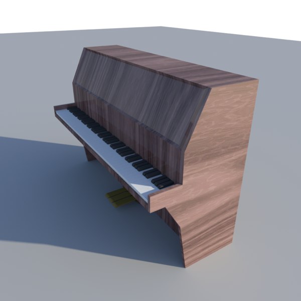 3D wooden upright piano model