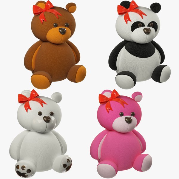 3D set stuffed bears toy