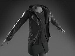 3D jacket blouse skirt model