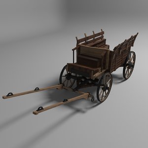 3D old wooden carriage