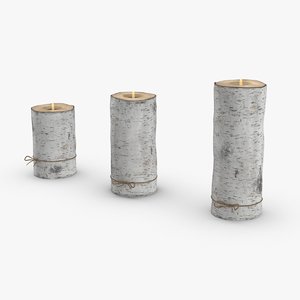 3D model birch-tree-candle-holder- version-with-ribbon-wrapped