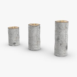 3D birch-tree-candle-holder- version-with-ribbon-wrapped model