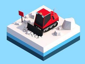 3D motion cartoon snowcat vehicle model
