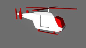 helicopter red white 3D model
