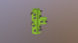 low-poly voxel cactus 3D model