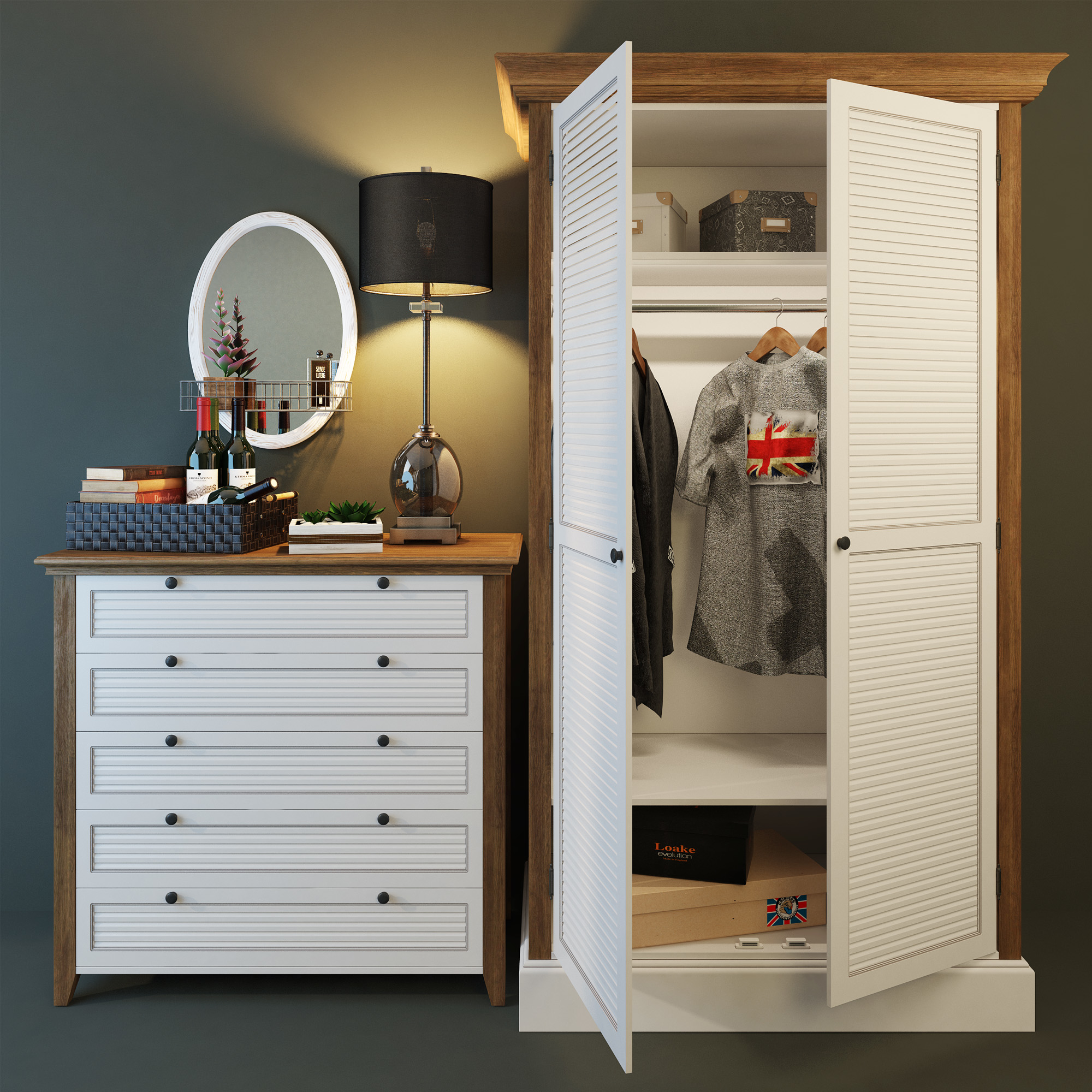 3d Ranch Wardrobe Mirror Lamp Model Turbosquid 1364046