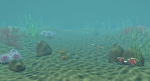underwater scene caustics 3d obj
