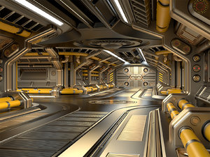sci-fi modular corridor 3D model