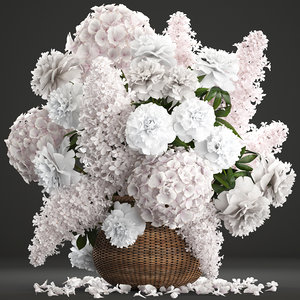 general bouquet flowers basket 3D model