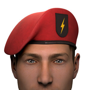 military red beret army 3D model