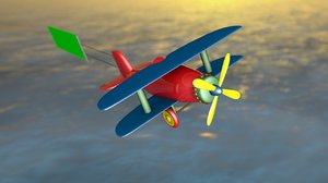 cartoon airplane banner 3D model