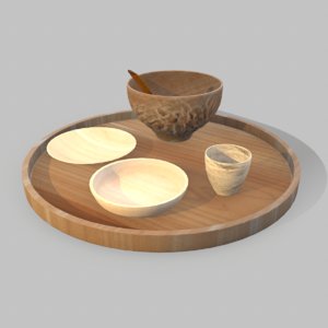 stylish wooden trays 3D model