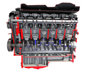 3D cutaway v12 engine
