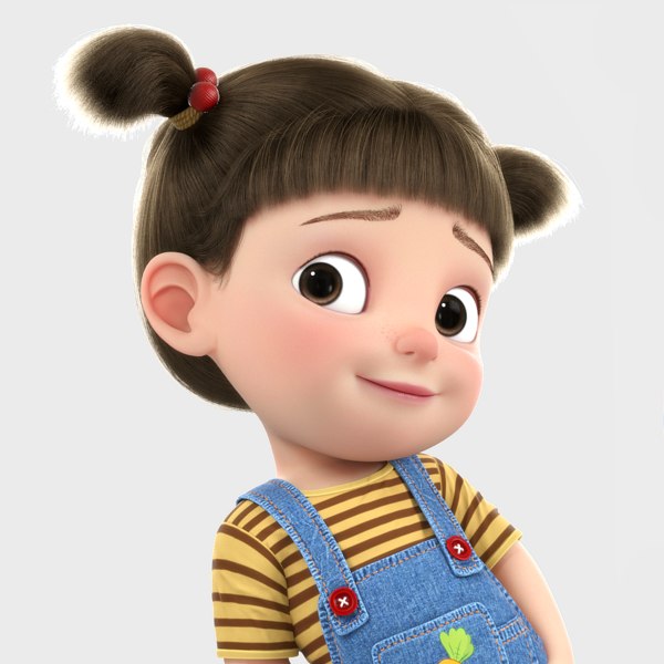 3D model cartoon girl rigged character