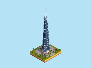 3D cartoon burj khalifa dubai model