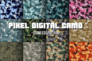 12 Digital Pixel Camouflage Patterns