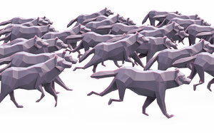 wolf run poses 3D model