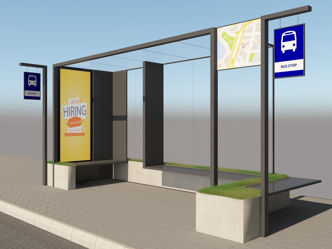 3D model bus stop TurboSquid 1365978